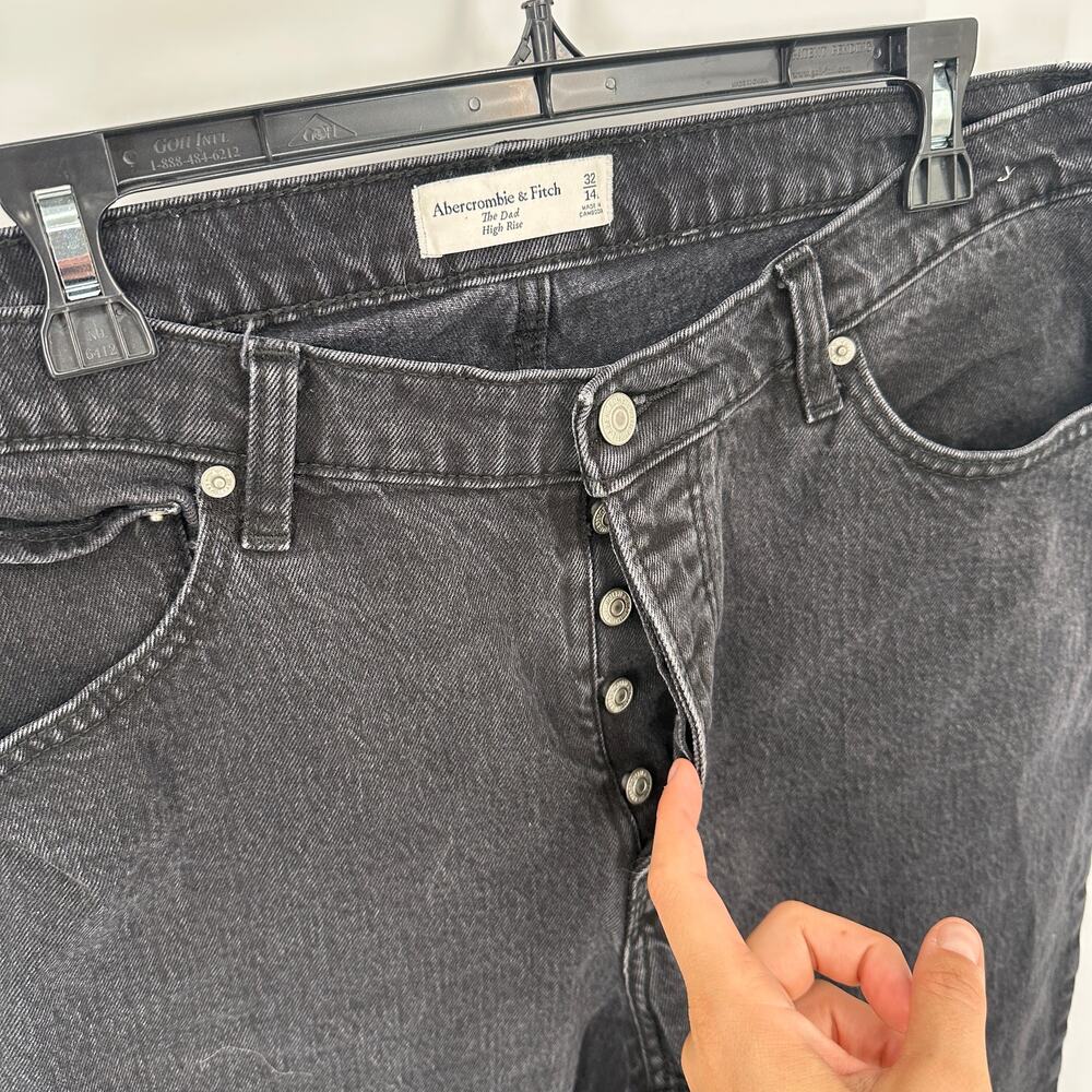 ABERCOMBIE & FITCH The Dad High Rise Black Denim Jean // 14 Long - Picture 5 of 9